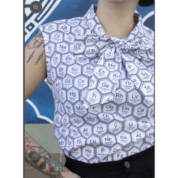 RETROLICIOUS Periodic Table Shirt XL Secretary Bow Side Zip Chemistry Elements - Picture 1 of 10